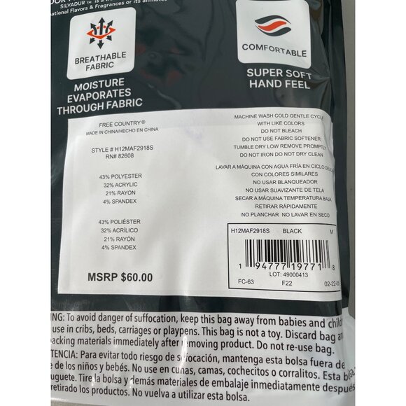 Free Country 2 Pack Microtech Heat Base Layer Pant Size Medium Black Stretch NEW - Picture 4 of 6